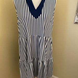 Navy and White Striped Dress